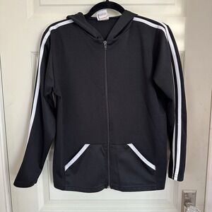 Vintage in Design Women's 10/12 Hoodie Jacket Black Full Zip Pockets